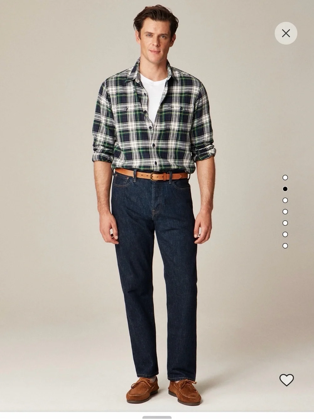 J. Crew Navy, Green and White Plaid Button-Down Shirt